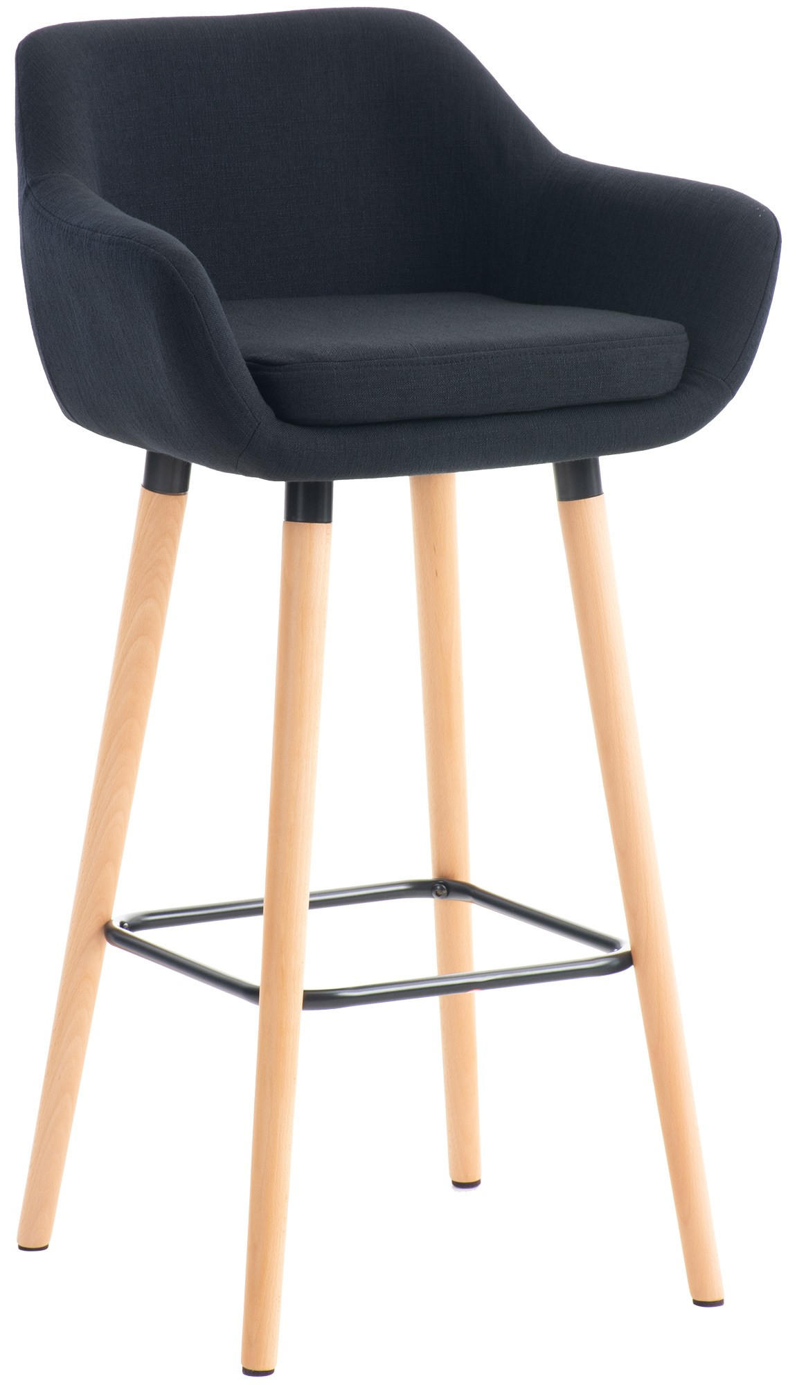 BARHOCKER mit Lehne Schwarz VILO Stoffbezug 99x55x46 cm - Schwarz, Holz/Textil (55/99/46cm) - DELUKE