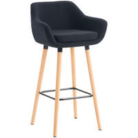 BARHOCKER mit Lehne Schwarz VILO Stoffbezug 99x55x46 cm - Schwarz, Holz/Textil (55/99/46cm) - DELUKE
