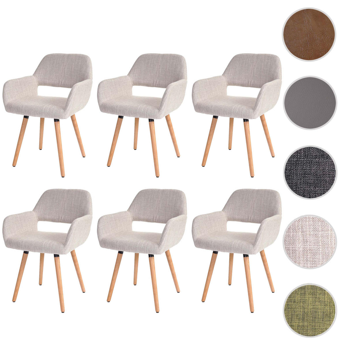 ESSZIMMERSTUHL Cremeweiß 6er-Set - Weiß, Holz (56/78/57cm) - MCW