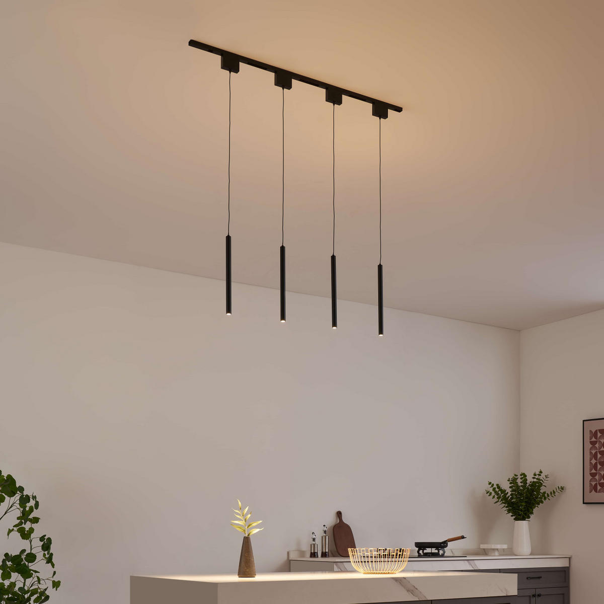 DECKENLEUCHTE MIT SPOTSTRAHLERN Lyne, Schwarz, 135cm - Schwarz, Metall (100/1.6/135cm) - KOSILUM