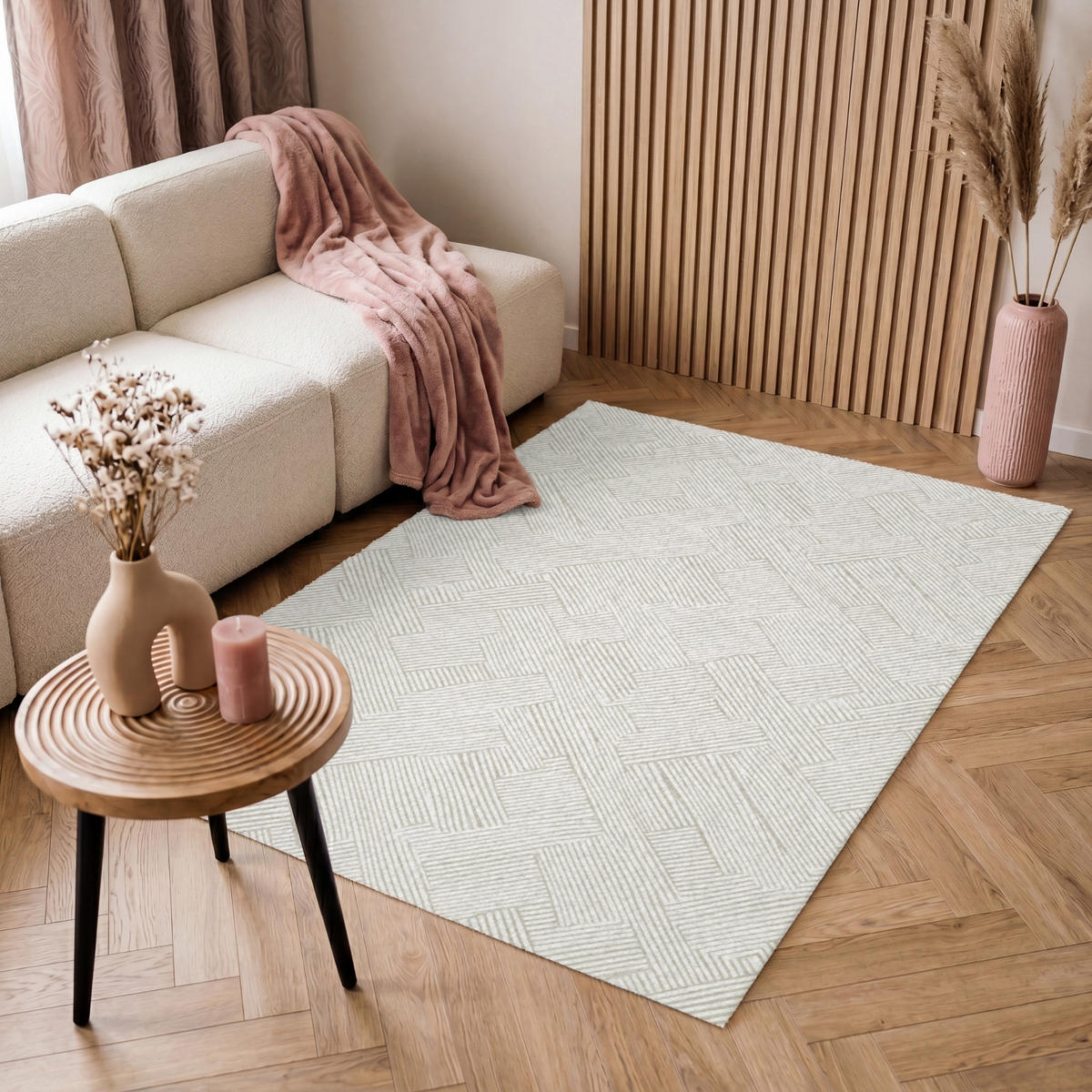 KOBERCE - Textúra - abstraktná - béžová - 120x180 cm - béžová, textil/plast (120/0.4cm) - OnlyWow