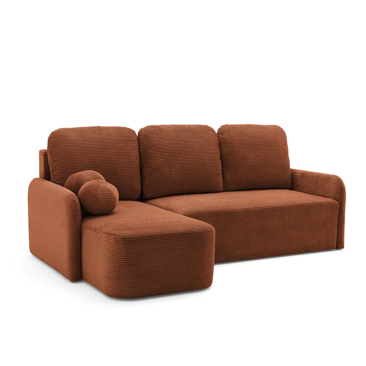 ECKSOFA CASPER L Links mit Schlaffunktion 132x198 Cord Braun - Schwarz/Braun, Holz/Kunststoff (217/145cm) - NACANAPA