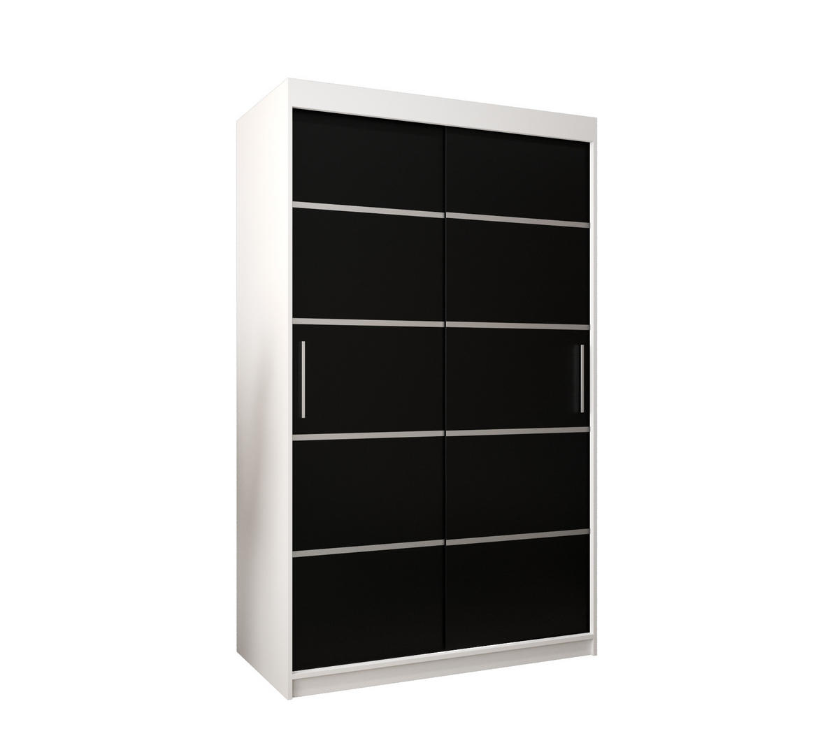 SCHWEBETÜRENSCHRANK 200/120/62 2-türig - Silberfarben/Schwarz, Holz/Kunststoff (120/200/62cm) - Abiks Möbel