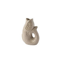 KERZENHALTER Monsieur Carafon S Fisch-Form, Steingut, Sandstone, H 16.2, - Beige, Stein (7/17/12cm) - Gift Company