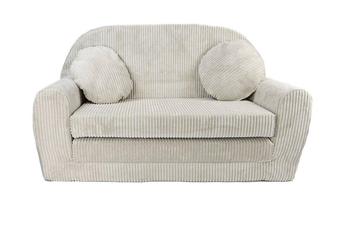 KINDERSOFA MIT VERLÄNGERUNG aus Kuschel-Cord in Beige - Beige, Textil (100/60/50cm) - Fortisline