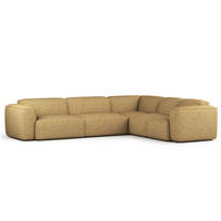 ECKSOFA mit Rundecke - Schwarz/Honig, Kunststoff/Textil (325/260cm) - home24