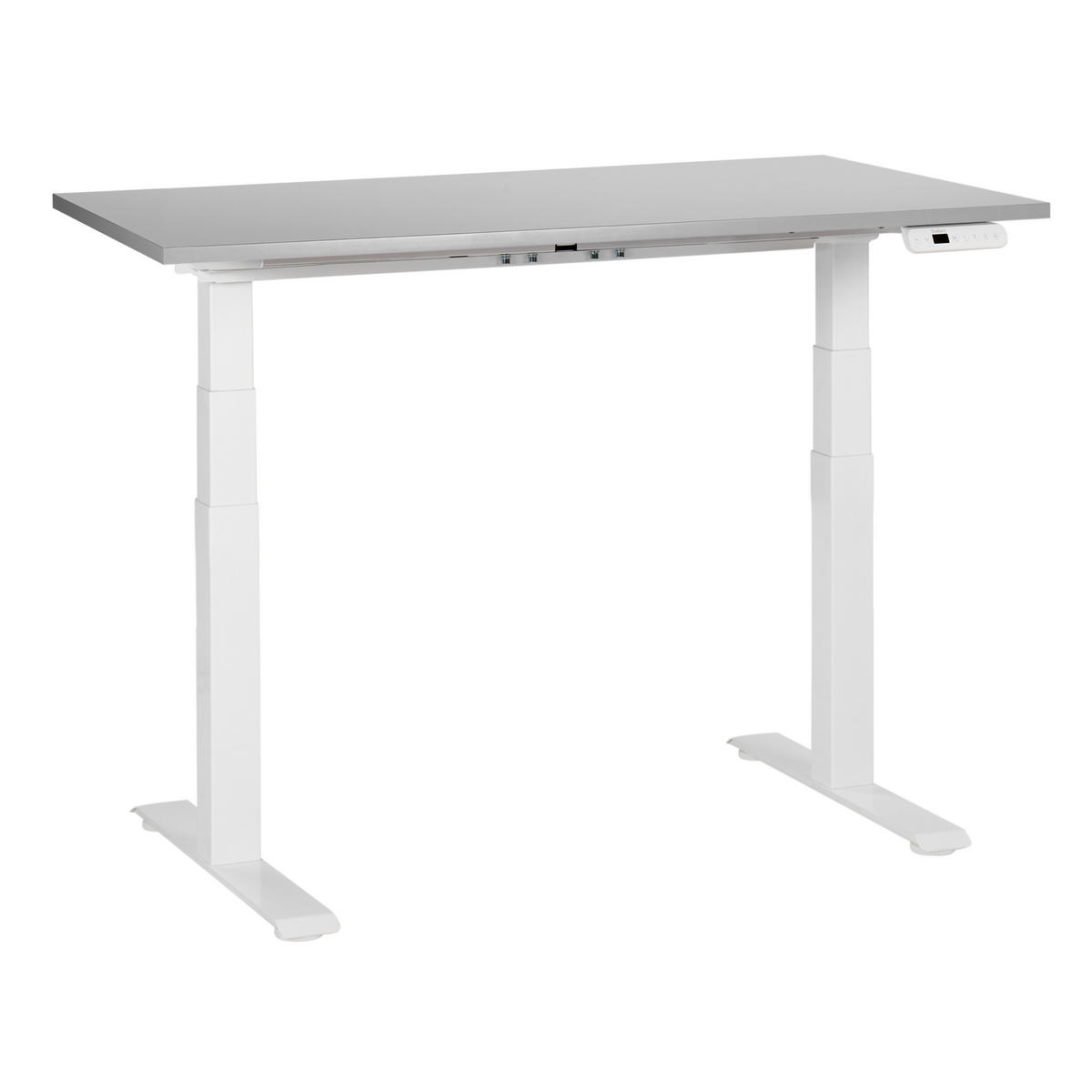 SCHREIBTISCH grauweiß 120/72 cm elektrisch höhenverstellbar Destin III - Weiß/Grau, Holz (72/120/63cm) - Beliani