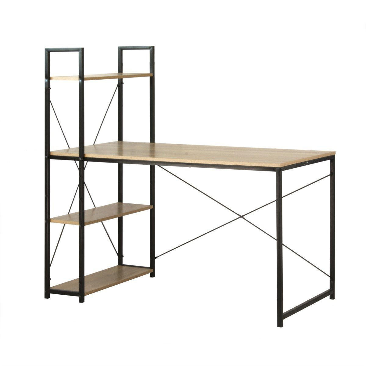 SCHREIBTISCH L120cm mit 4 Regalen im Industrial-Stil - Apfelbaumfarben, Holzwerkstoff (120/60/120cm) - Calicosy