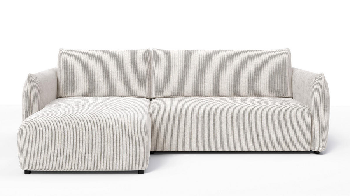 ECKSOFA TAUER 3-Sitzer rechts, perlweiß - Schwarz/Weiß, Holz/Textil (248/173cm) - Courtois Laville