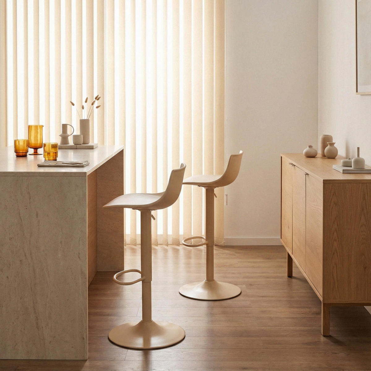 BARHOCKER - Metall - Beige - 2er-Set - Beige, Metall (40/74/42cm) - Drawer