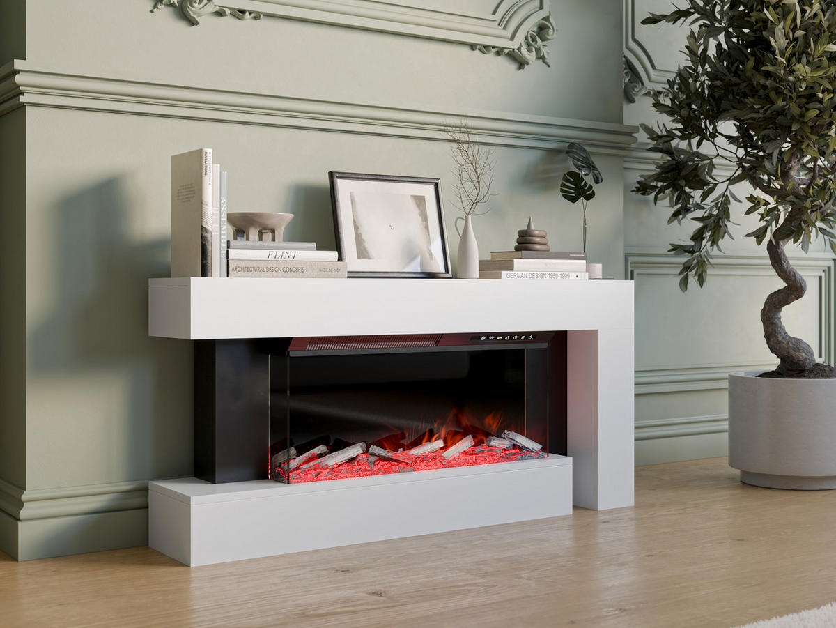 KOMMODE Haga mit Kamin - Weiß, Holzwerkstoff (120/56/24cm) - MIRJAN24