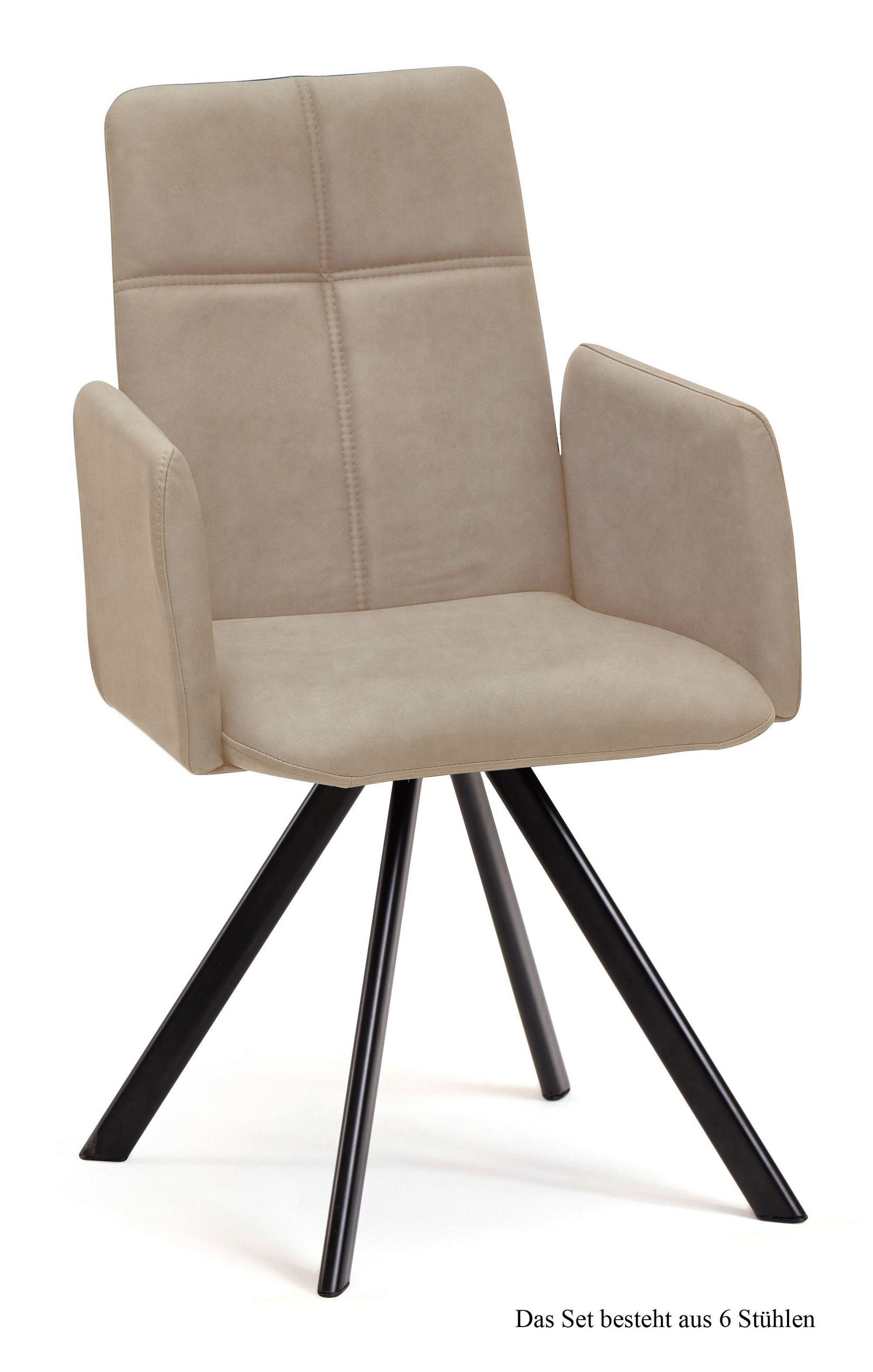 ARMLEHNSTUHL drehbar (6er-Set) Desha 52x92x60 Schwarz/Natur - Schwarz/Naturfarben, Kunststoff (60/92/52cm) - 58aufmkessel