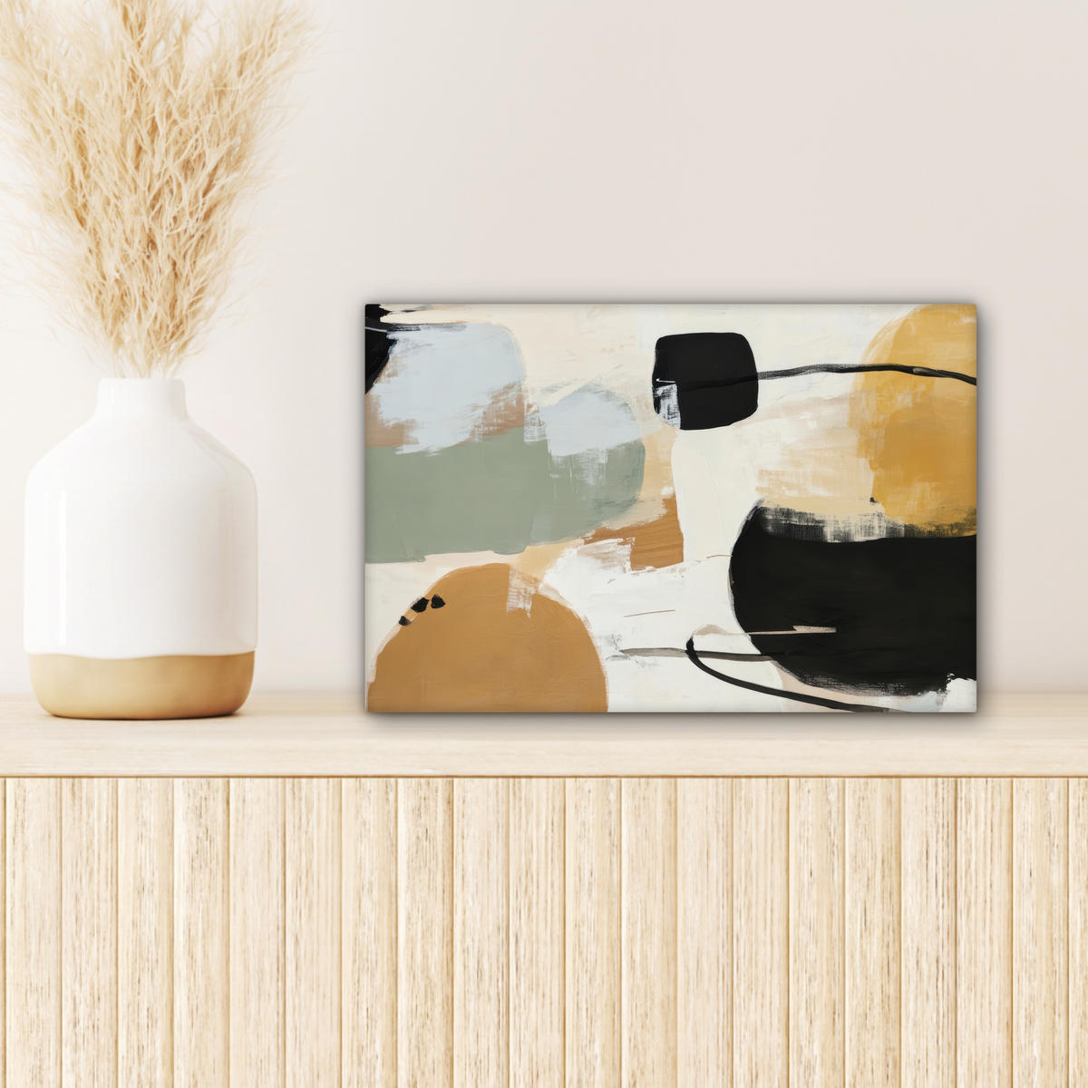 LEINWANDBILD Farbe - Abstrakt - Farben 30x20 cm - Currygelb, Textil (30/20cm) - MuchoWow