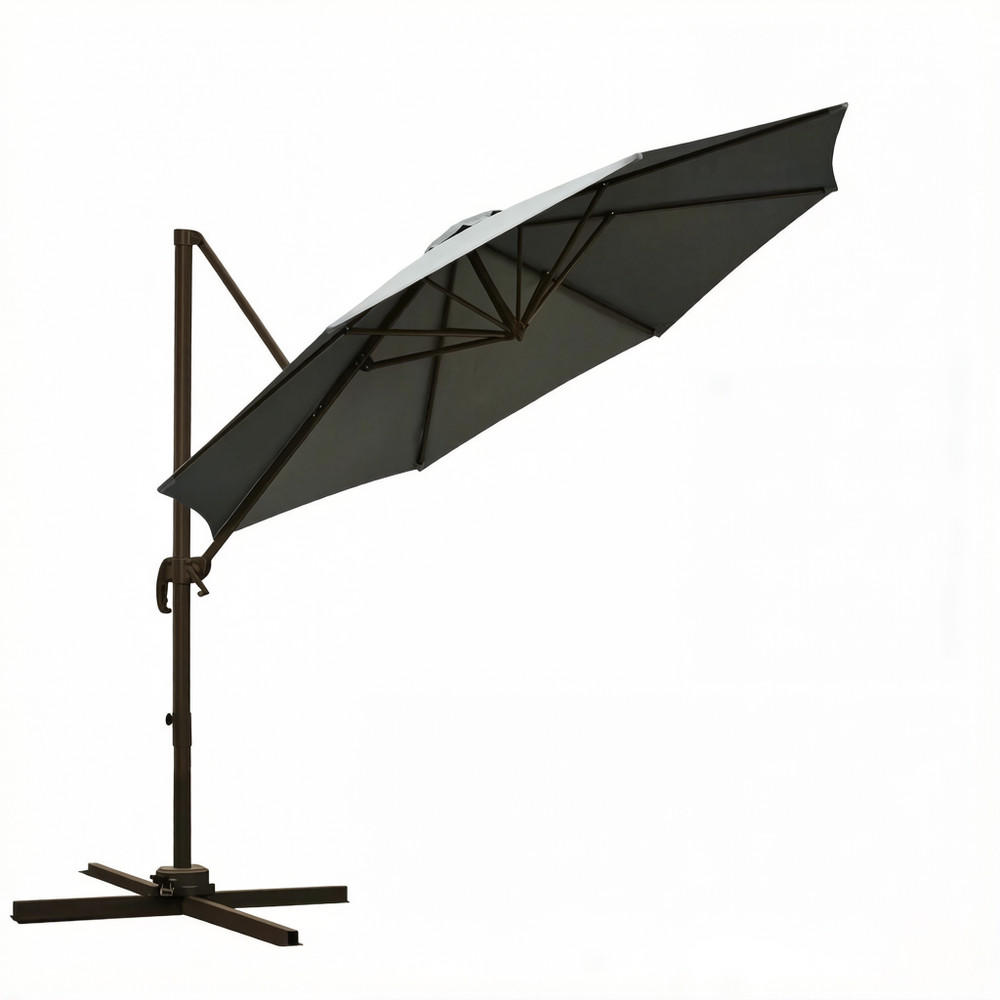 SONNENSCHIRM Aluminium2.95m Dunkelgrau 360° Drehbar - Dunkelgrau, Textil (295/295cm) - Raelunyi