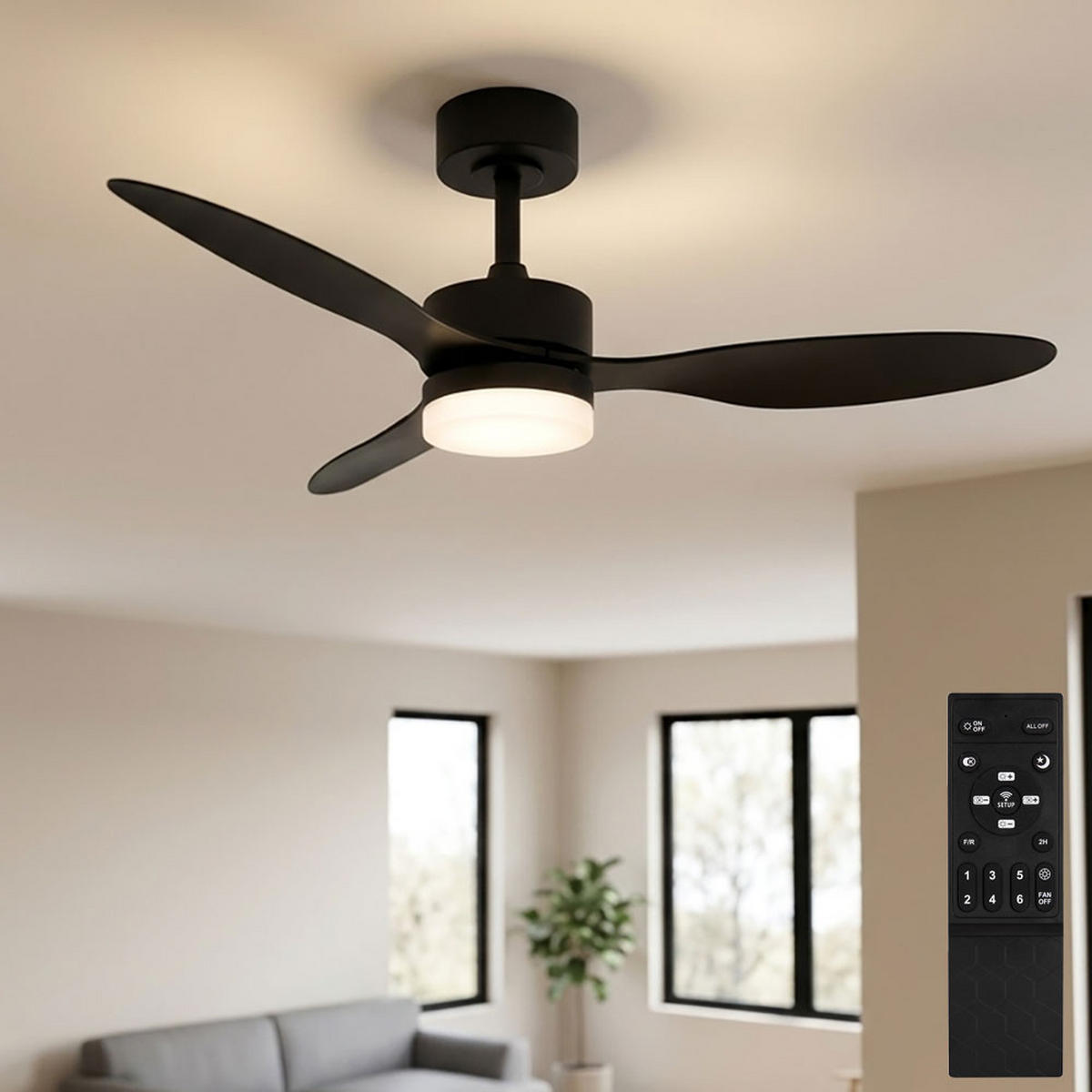 LED DECKENLEUCHTE BLACKWELL, Metall, Schwarz, dimmbar - Schwarz, Metall (106/106/40.5cm) - Globo Lighting