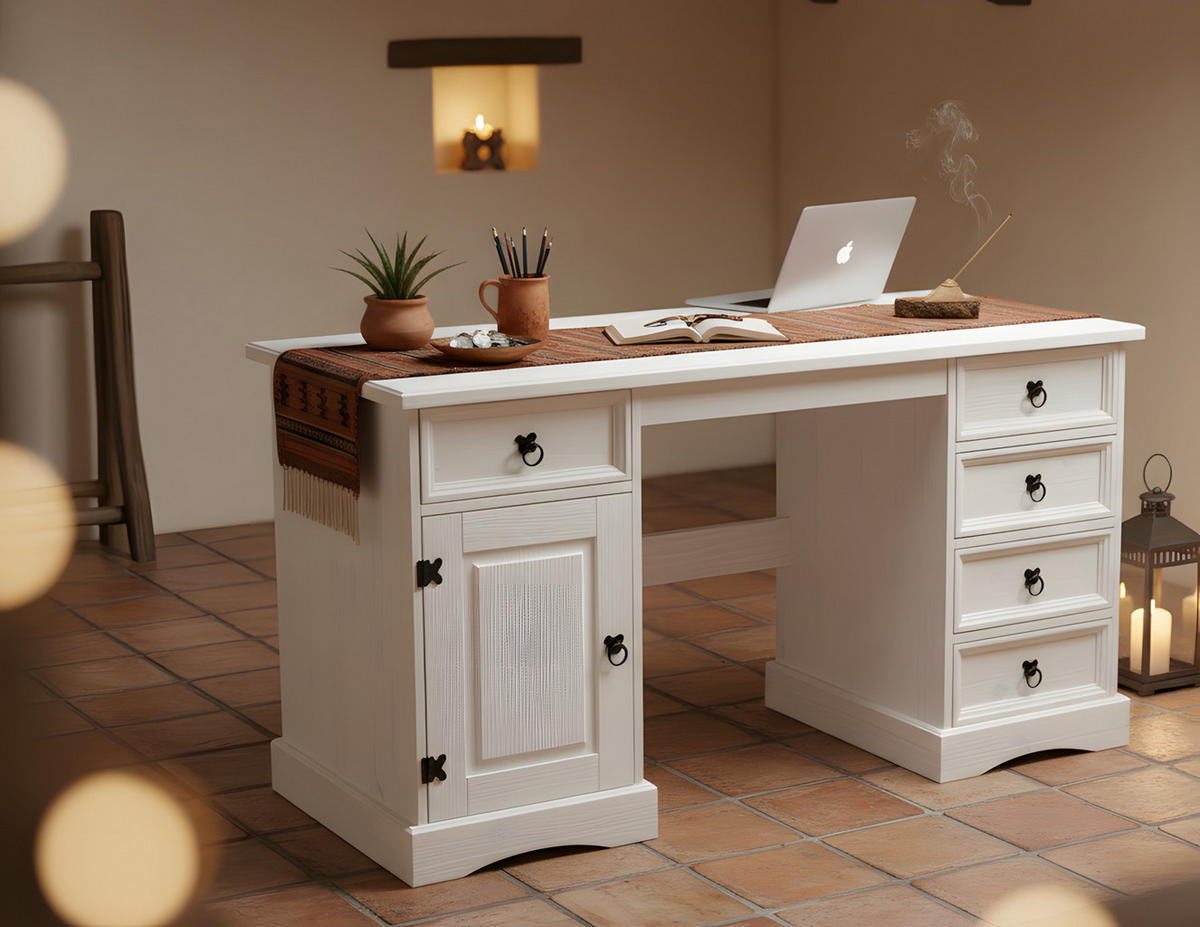 SCHREIBTISCH Weiß - Weiß, Holz (47/141/76cm) - ebuy24