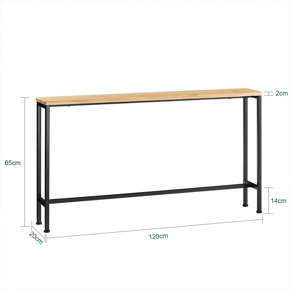 KONSOLENTISCH Natur-Schwarz - Schwarz/Naturfarben, Holzwerkstoff/Metall (20/120/65cm) - SoBuy