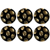 GLASUNTERSETZER Eier - Gold - Muster Tischset für Gläser 10x10 cm - Schwarz, Naturmaterialien (10/0.2cm) - MuchoWow