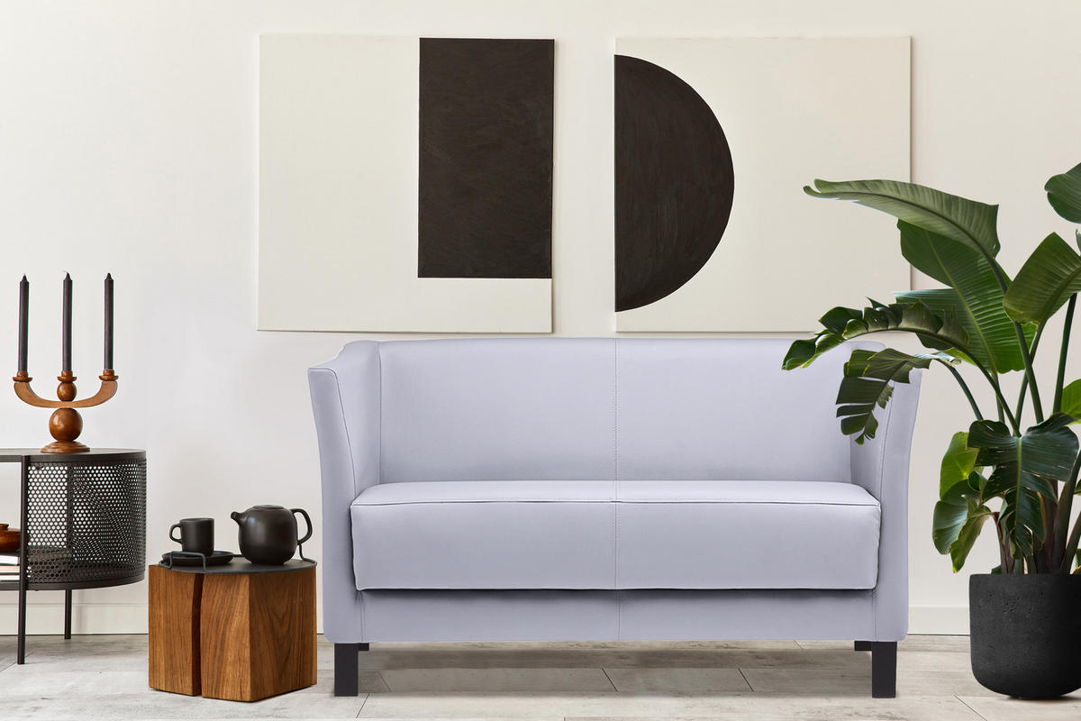 2-SITZER-SOFA ESPECTO Lederoptik, grau - Schwarz/Grau, Textil (67/71/130cm) - KONSIMO®