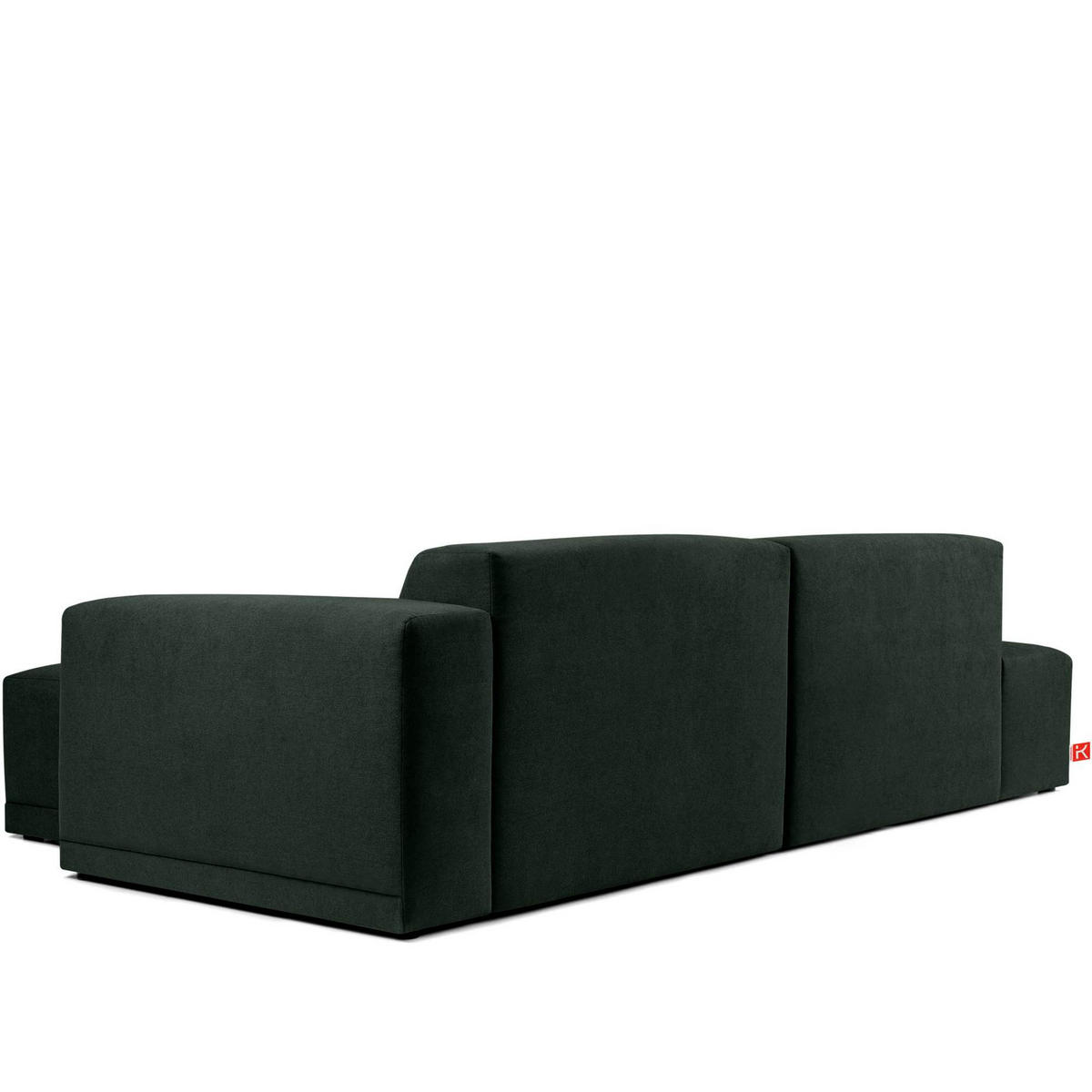 ECKSOFA RECHTS MUDI in moderner Optik mit hochwertigem Kaltschaum, Cord-Stoff, Dunkelgrün - Dunkelgrün/Schwarz, Textil (280/160cm) - KONSIMO®