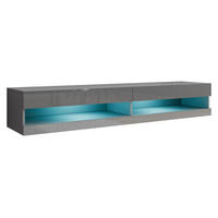 TV-LOWBOARD Vigo New 180 mit weißer LED Beleuchtung - Grau, Holzwerkstoff (180/30/40cm) - MIRJAN24
