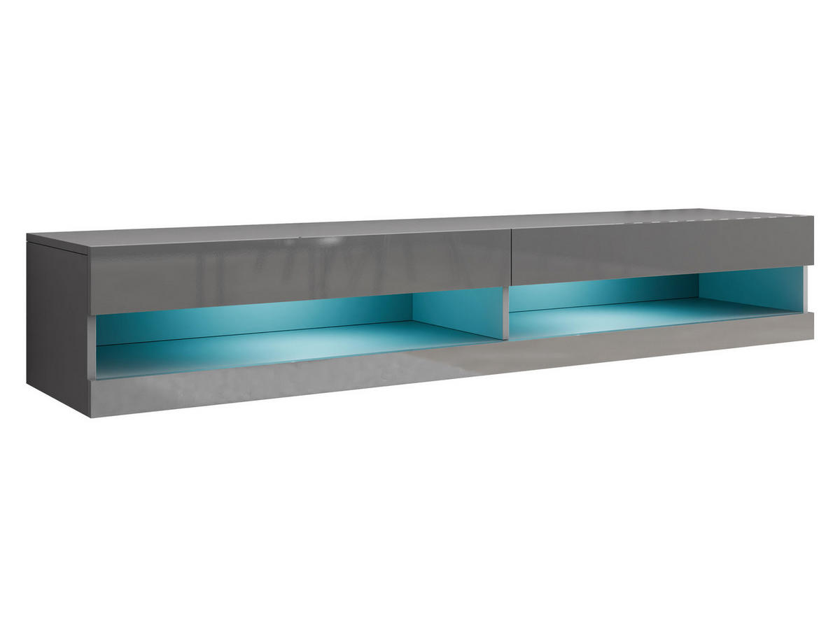 TV-LOWBOARD Vigo New 180 mit weißer LED Beleuchtung - Grau, Holzwerkstoff (180/30/40cm) - MIRJAN24