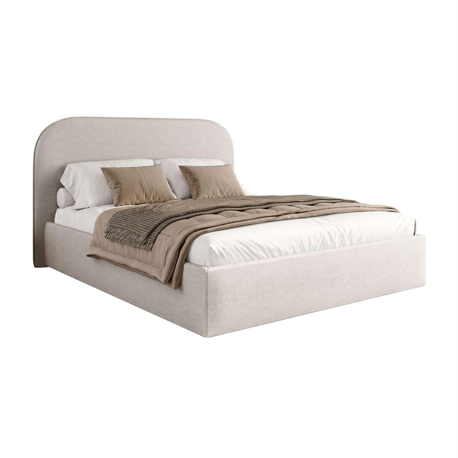 POLSTERBETT OLIMPIA mit Bettkasten 120x200, Perfect Harmony 01 - Naturfarben, Textil (120/200cm) - Lookway