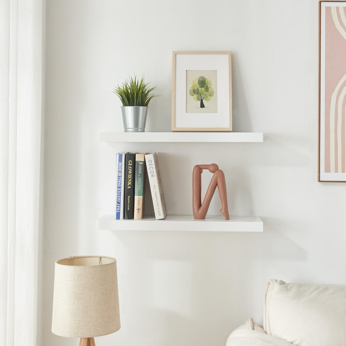 WANDREGAL-SET 2 TLG. Stranda - Weiß, Holzwerkstoff/Metall (20/4/60cm) - [en.casa]