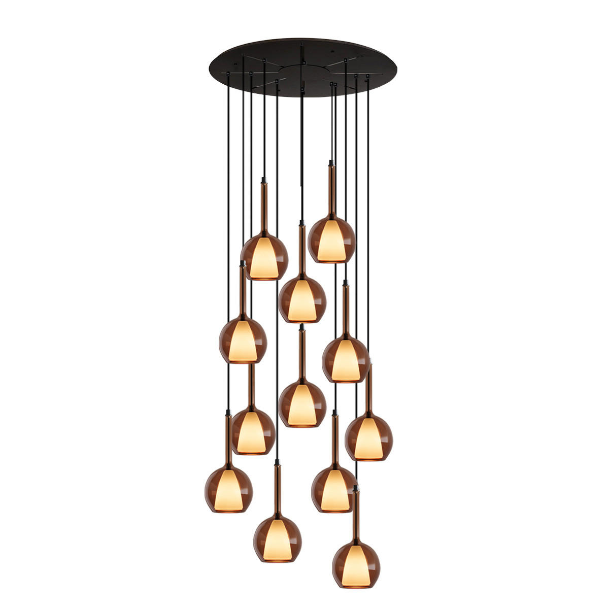 GALERIELEUCHTE Belluna 12-flammig Braun Ø 14cm - Braun, Glas (14/14/35cm) - s.luce