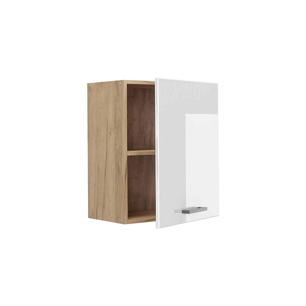 HÄNGESCHRANK R-Line, Weiß Hochglanz/Goldkraft Eiche, 50 cm - Eichefarben/Weiß Hochglanz, Holzwerkstoff (50/60/31cm) - Vicco