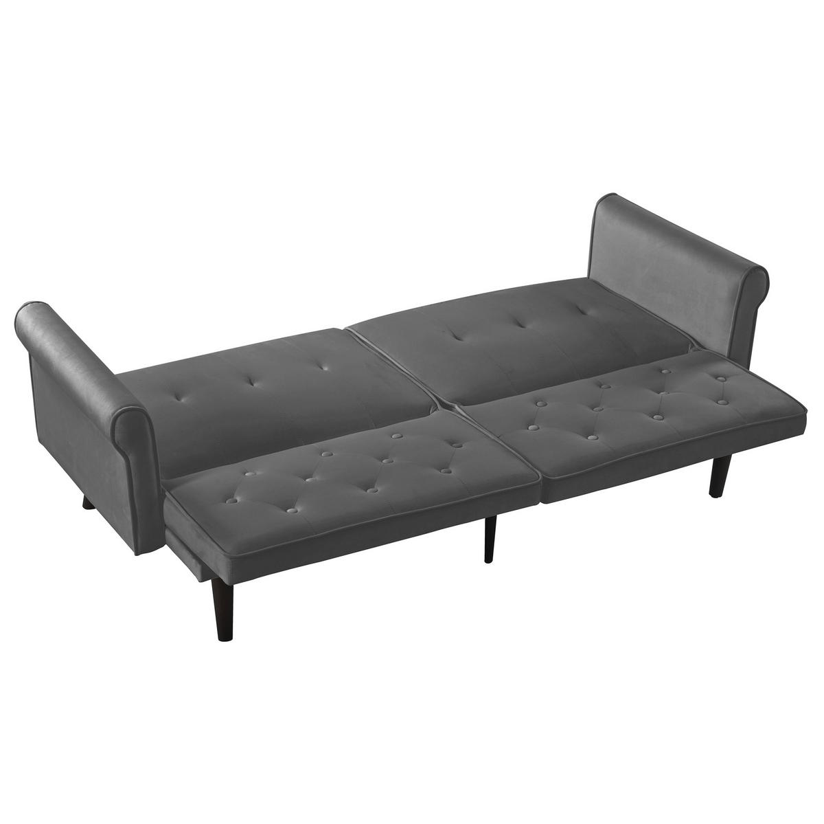 SCHLAFSOFA 2-Sitzer mit verstellbaren Rückenlehnen Samt Grau - Grau, Holzwerkstoff (172/70/89cm) - Meubliv