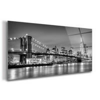 GLASBILD 120x60 cm Brooklyn Bridge - Greige, Glas (120/60cm) - TULUP