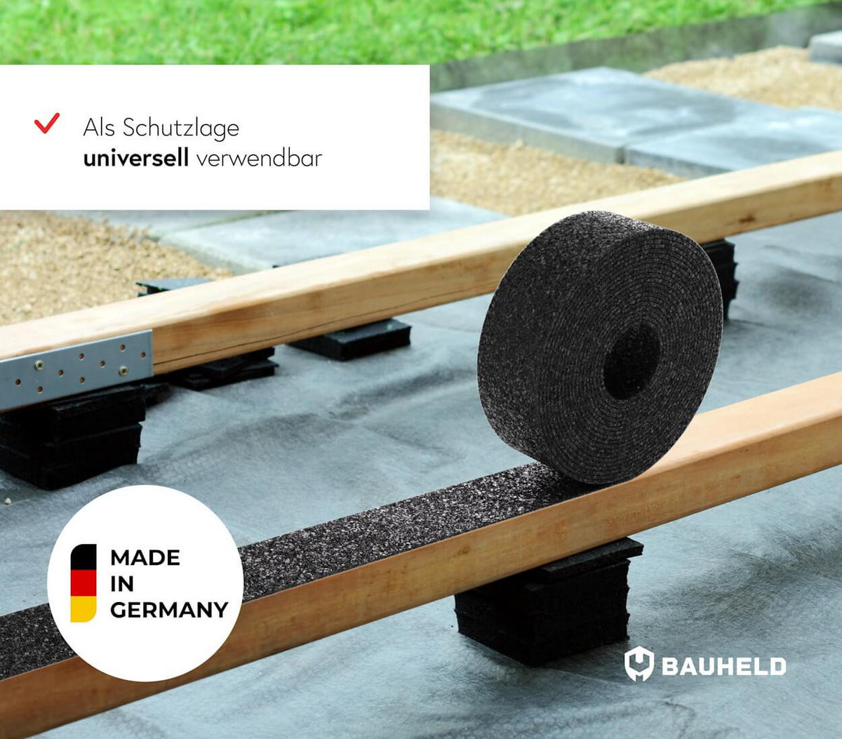 TERRASSENPADS Rolle 20 m x 80 mm x 3 mm - Schwarz, Kunststoff (8/0.3/2000cm) - BAUHELD