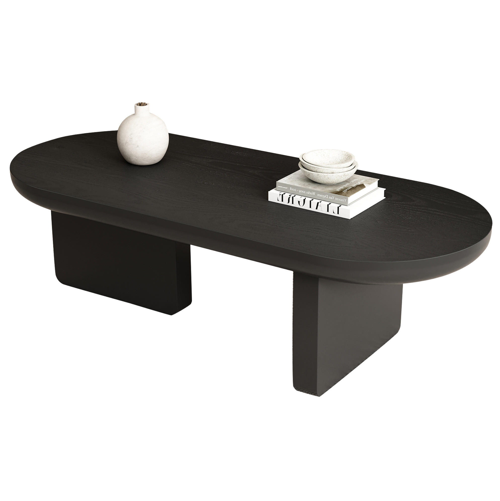 COUCHTISCH oval 119,7 x 49,8 x 35,5 cm Schwarz MDF - Schwarz, Holzwerkstoff (119.7/49.8/35.5cm) - Meubliv