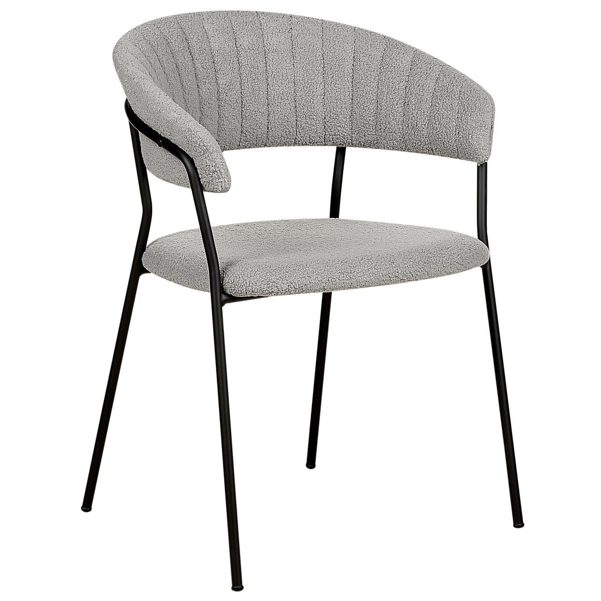 STUHL 2er-Set Bouclé grau Mariposa - Schwarz/Grau, Textil (55/78/55cm) - Beliani