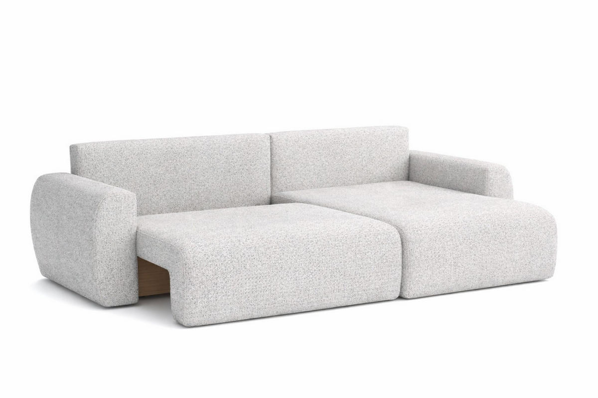 ECKSOFA Mit Schlaffunktion, Ariel XL, Chenille-Stoff, Stoff Artico, Cement, Rechts - Hellgrau, Holz (280/142cm) - Kaiser Möbel