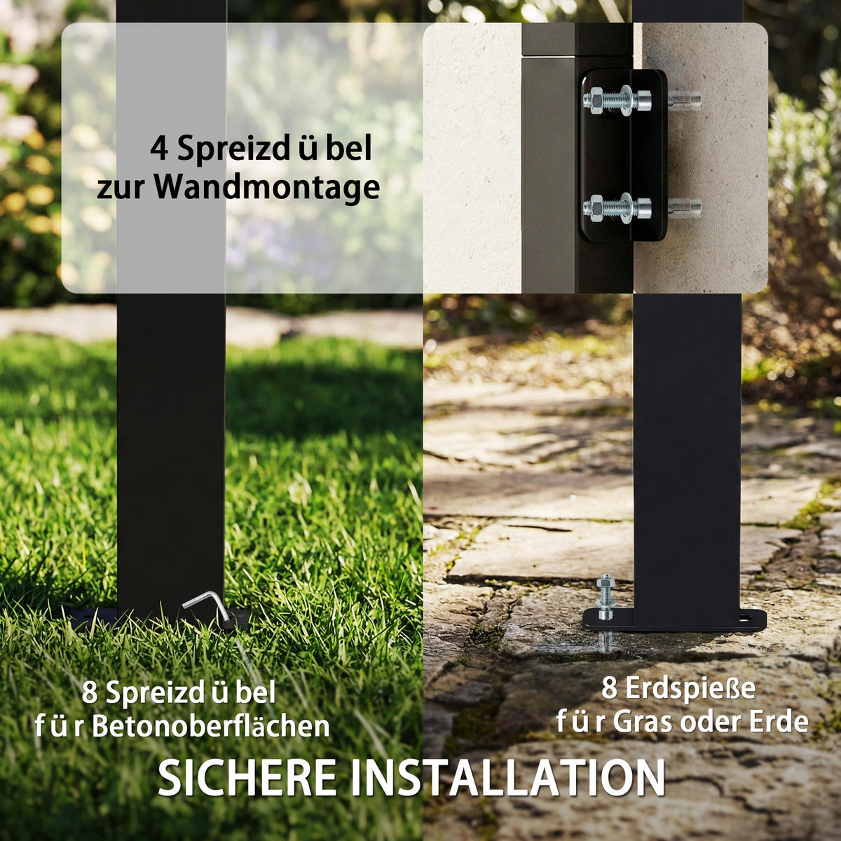 GRILLPAVILLON Polycarbonat, Verzinkter Metall Dunkelgrau - Dunkelgrau, Metall (148/244/244cm) - Outsunny