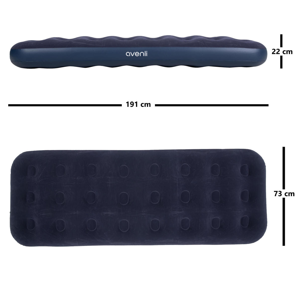LUFTBETT Luftmatratze Camping 1 Person 191x73x22cm blau - Blau, Kunststoff (73/191cm) - Avenli