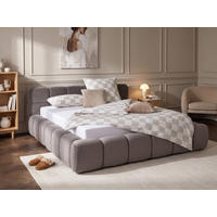POLSTERBETT Miley Grau 180/200 cm Samt mit Bettkasten und Matratze - Grau, Holz/Textil (180/200cm) - wonello