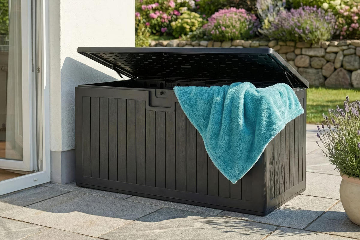 KISSENBOX Lilo 140x70 cm, Kunststoff, Schwarz - Schwarz, Kunststoff (140/72/70cm) - dasmöbelwerk