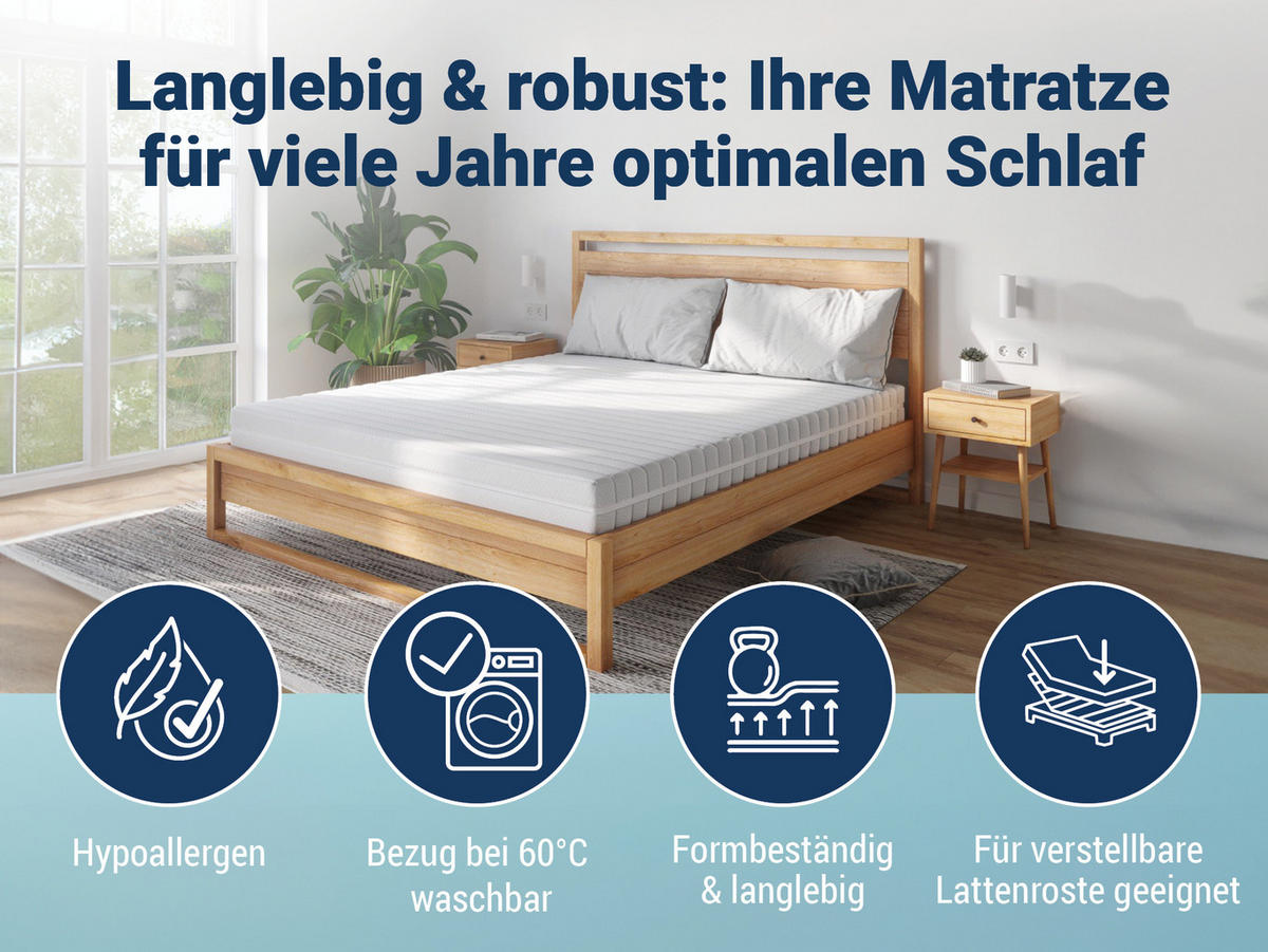 MATRATZE KSP-1000, 9-Zonen, Größe: 100x200, Härtegrad: H3 - Weiß, Textil (100/200cm) - Betten-ABC