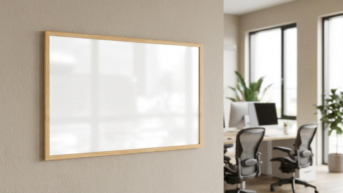 WHITEBOARD Magnetisch mit Naturholzrahmen 90x60cm - Weiß, Metall (90/60/1.5cm) - ALLboards