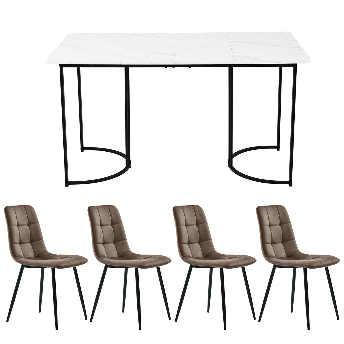ESSGRUPPE DE-38980 140/80 cm Tisch mit 4 Stühlen Braun - Braun, Holzwerkstoff (140/75/80cm) - ComfortXL