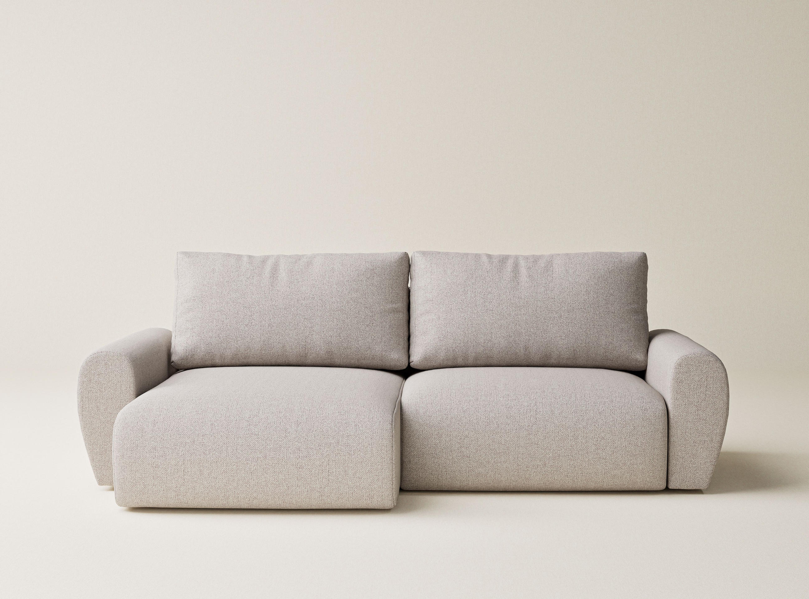 ECKSOFA MIT SCHLAFFUNKTION Numba Hellbeige Webstoff - Beige/Schwarz, Holz/Holzwerkstoff (253/153cm) - Maison de Reve