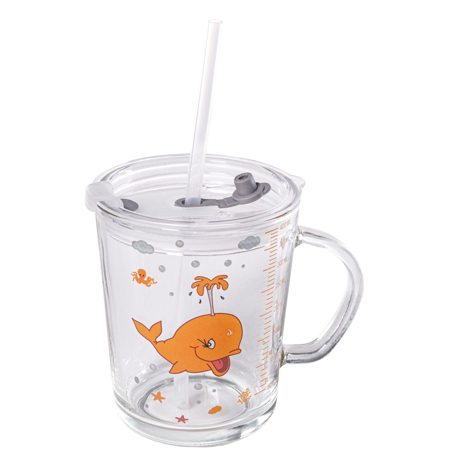 KINDER TRINKBECHER 400 ml - Orange, Glas (8.8/11.5/12.5cm) - Intirilife