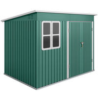 METALL Gerätehaus 4,13 m² Geräteschuppen mit Fenster Pultdach Abschließbar - Grün, Metall (177/190/260cm) - Outsunny