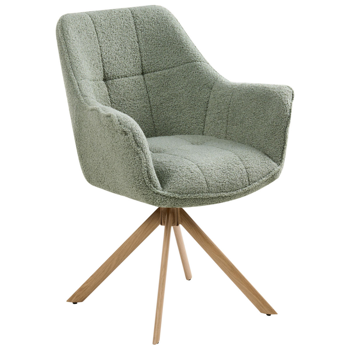 ESSZIMMERSTUHL drehbar Bouclé Hellgrün Hayden - Hellgrün, Textil/Metall (64/85/69cm) - Beliani