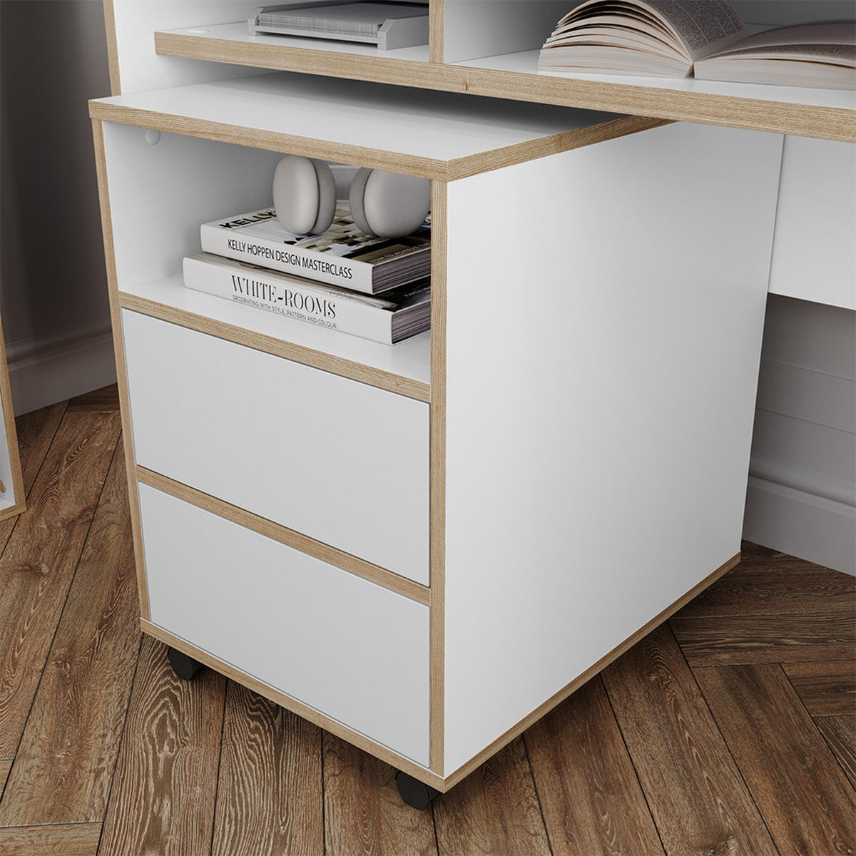 VÁLCOVÁ KARTOTÉKA Tetrix Bílá - bílá/béžová, kompozitní dřevo (42/60.5/55cm) - Vicco