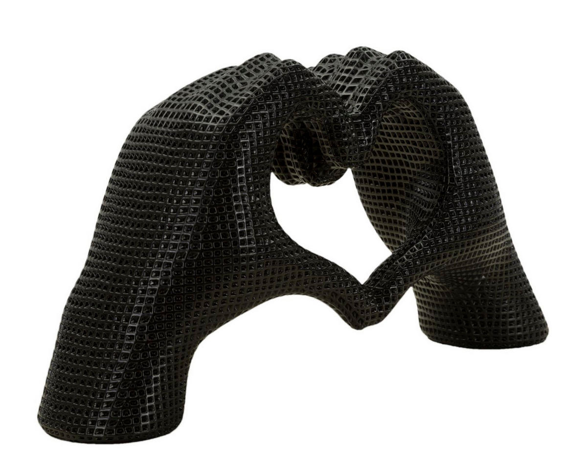 DEKOOBJEKT Hands Lover, schwarz, Polyresin, 25 x 7,5 x 13,5 cm - Schwarz, Kunststoff (25/13.5/7.5cm) - Mauro Ferretti
