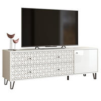 TV-LOWBOARD weiß Hochglanz 164 x 56 cm, TV Unterteil mit 3D-Struktur - Weiß Hochglanz/Schwarz, Holzwerkstoff/Kunststoff (164/56/40cm) - Inn.Furn